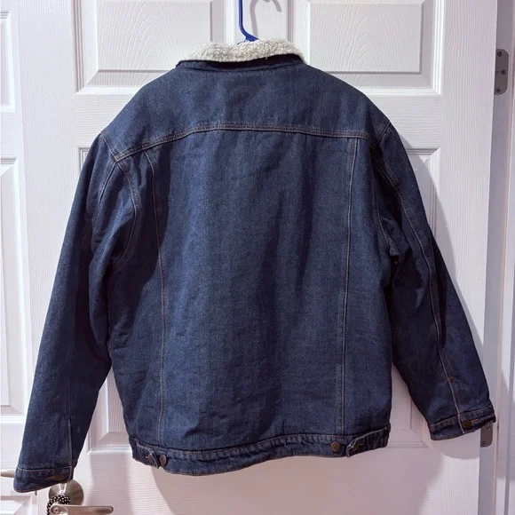 Vintage Men's Blue Sherpa-Lined Denim Jacket - Picture 3 of 14